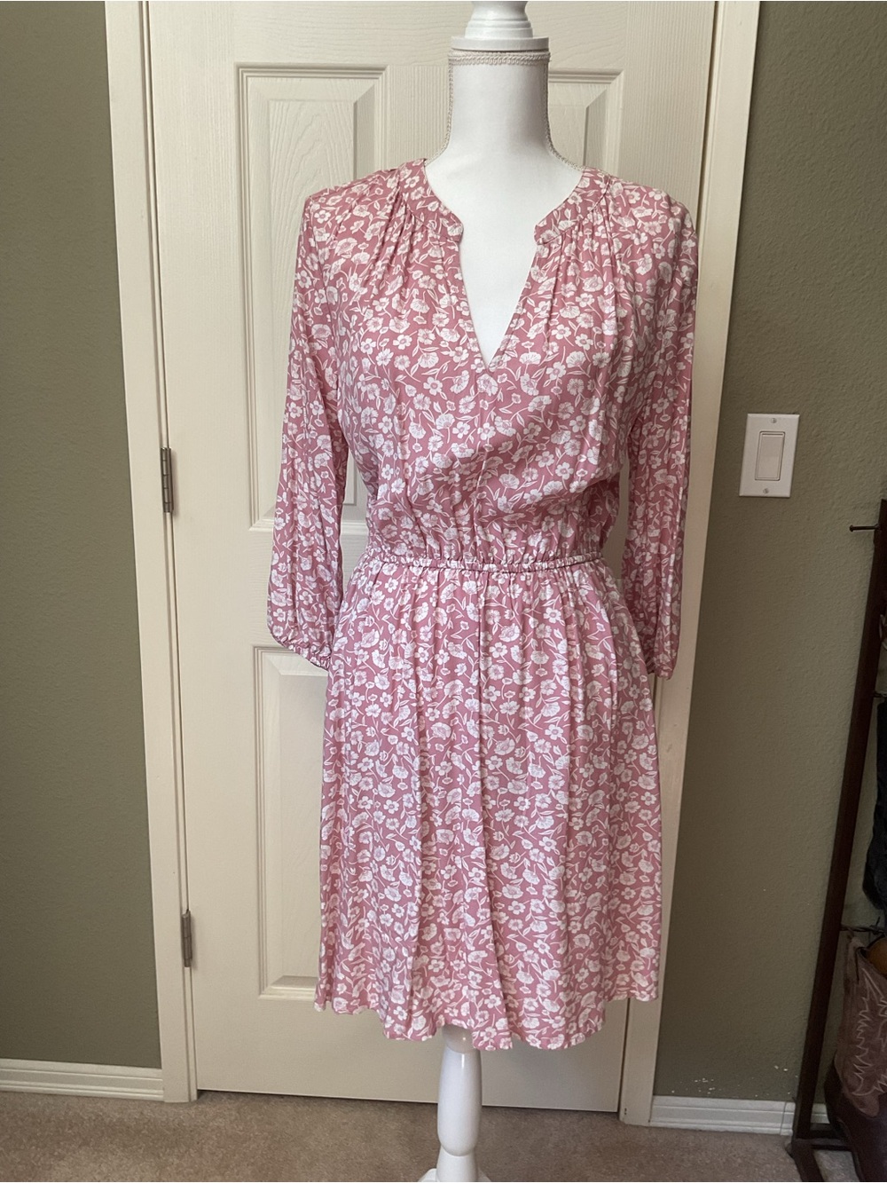 dip Pink Floral Long-Sleeve Wrap Dress